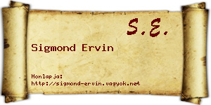 Sigmond Ervin névjegykártya