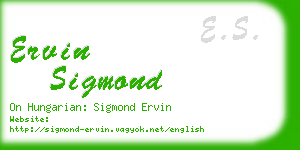 ervin sigmond business card